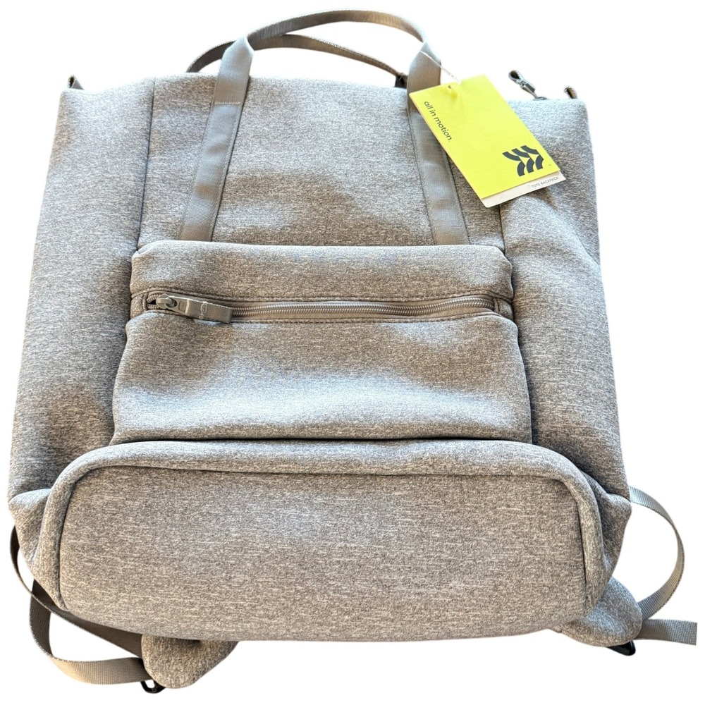 All in Motion Heather Gray Faux Neoprene Tote Backpack 16" Laptop NWT
